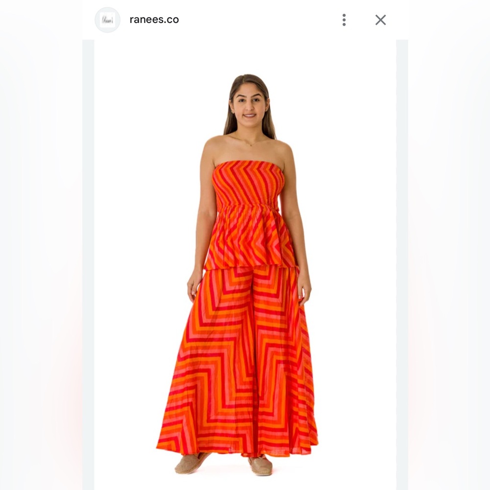 Ranee’s Vibrant Red Zigzag Off-Shoulder Set
